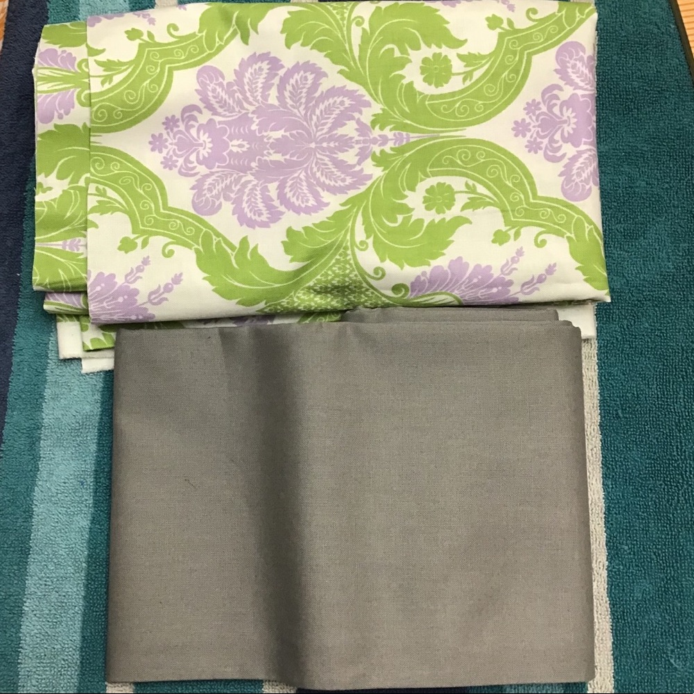 Green Purple White Grey Fabric 2 Yard Bundle